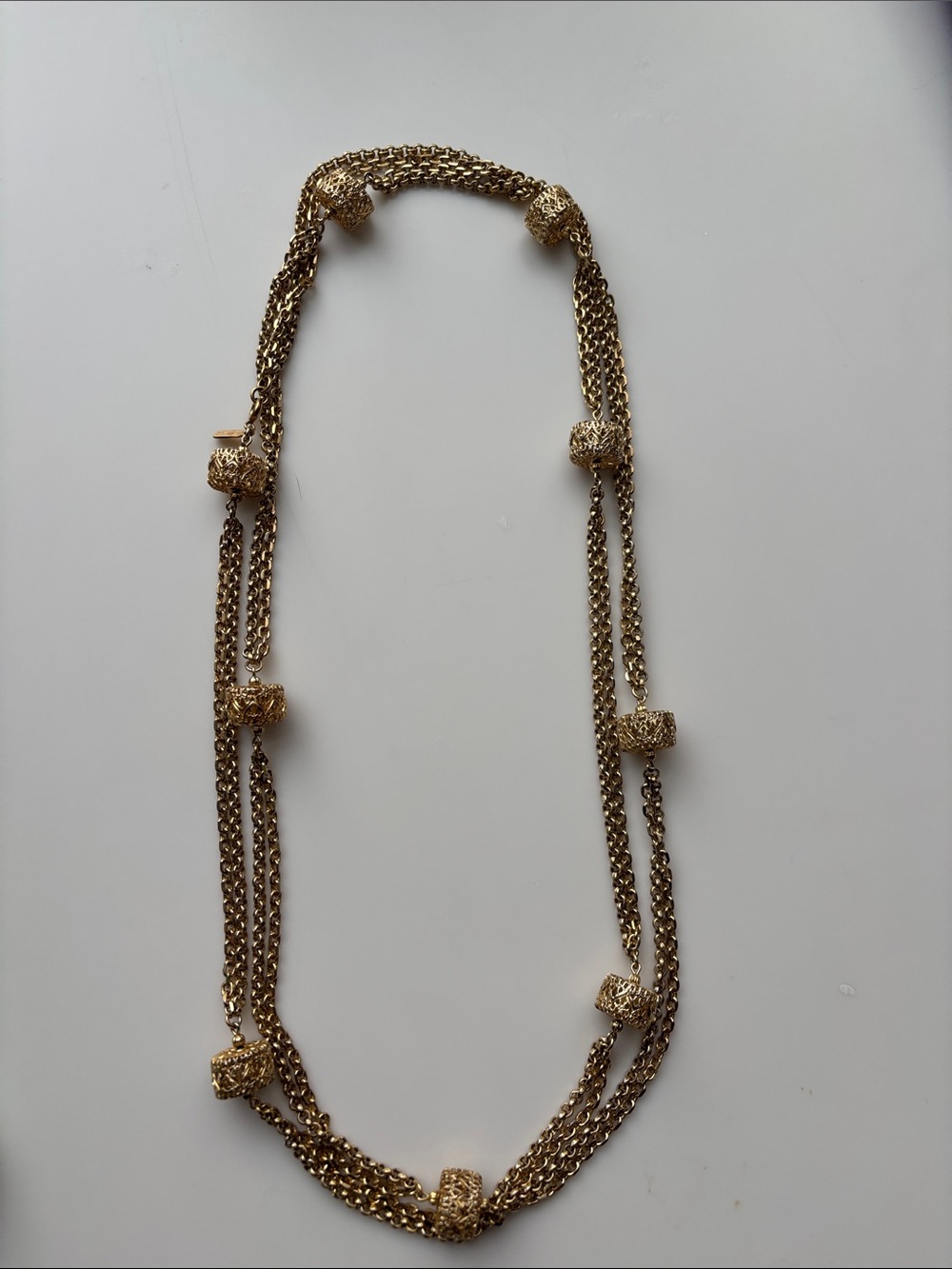 Monet Gold-Tone Multi-Strand Necklace with Filigree Beads